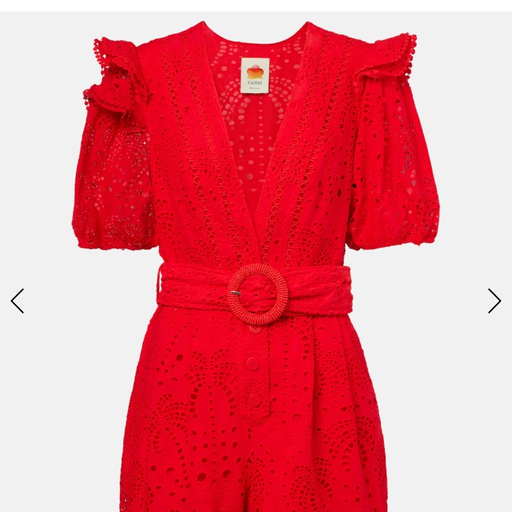 FARM Rio Vibrant Red Eyelet romper
